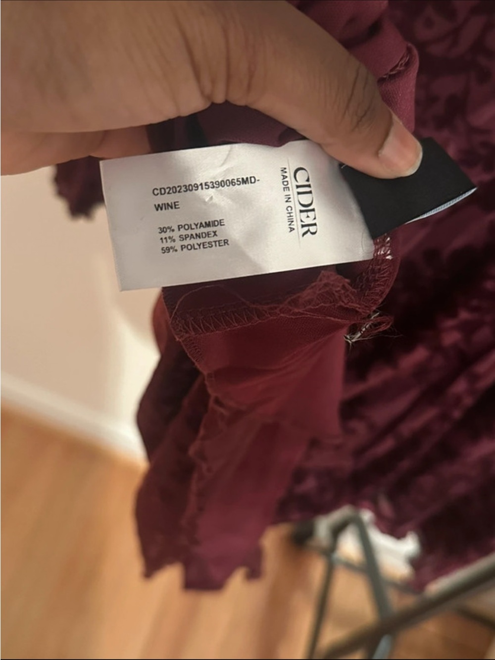 Cider Wine Crushed Velvet Mini Dress - Picture 5 of 6